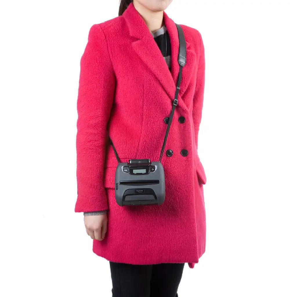 Person using Woosim Shoulder Strap for WSP-i Series